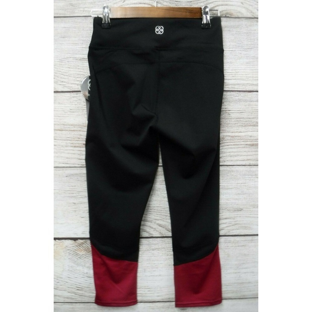 Daisy Fuentes Fit Pants Womens Large Black Pink Vent Moisture Wicking Capri New